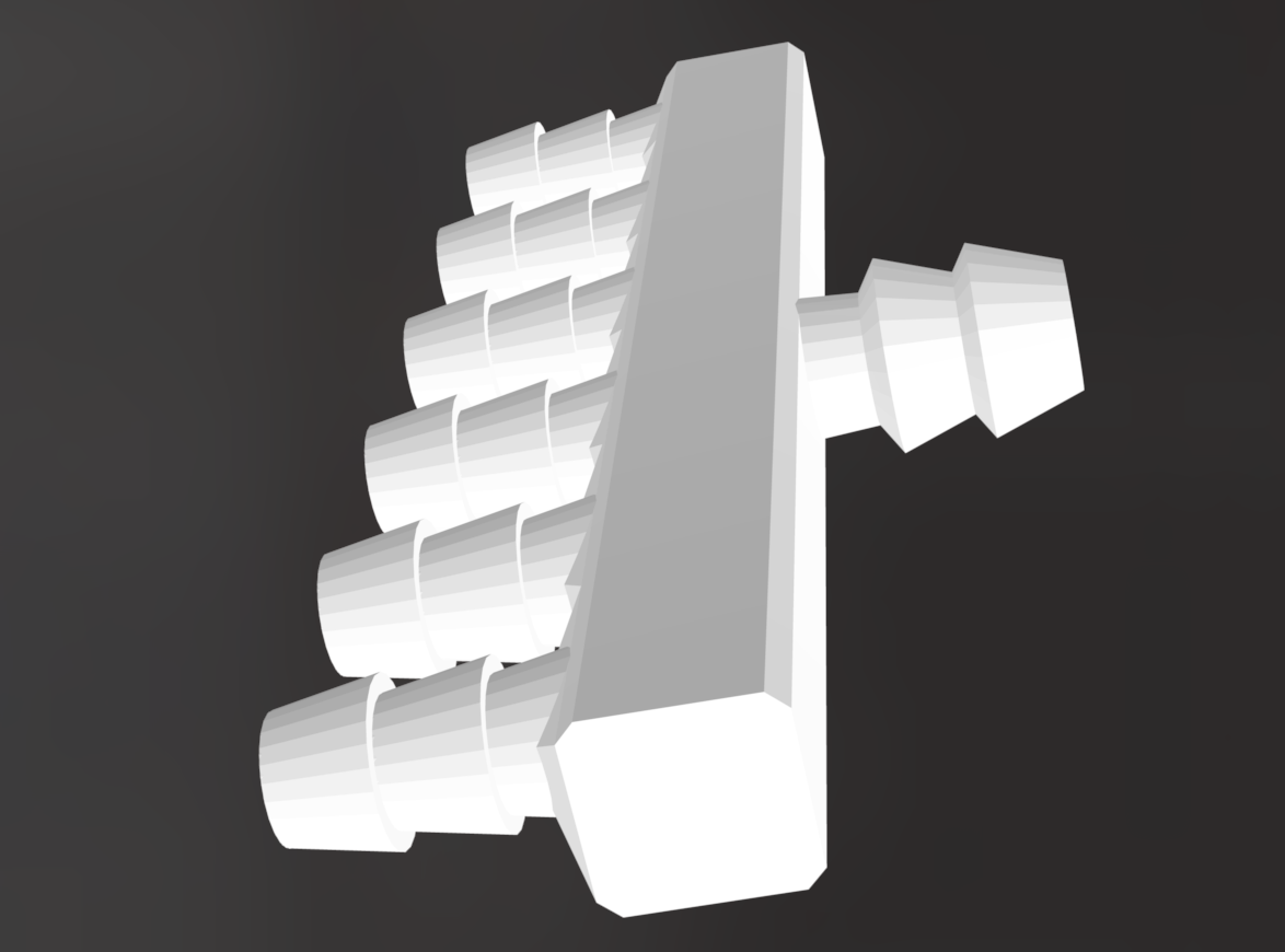 3D model of 1 to 6 manifold for tubing