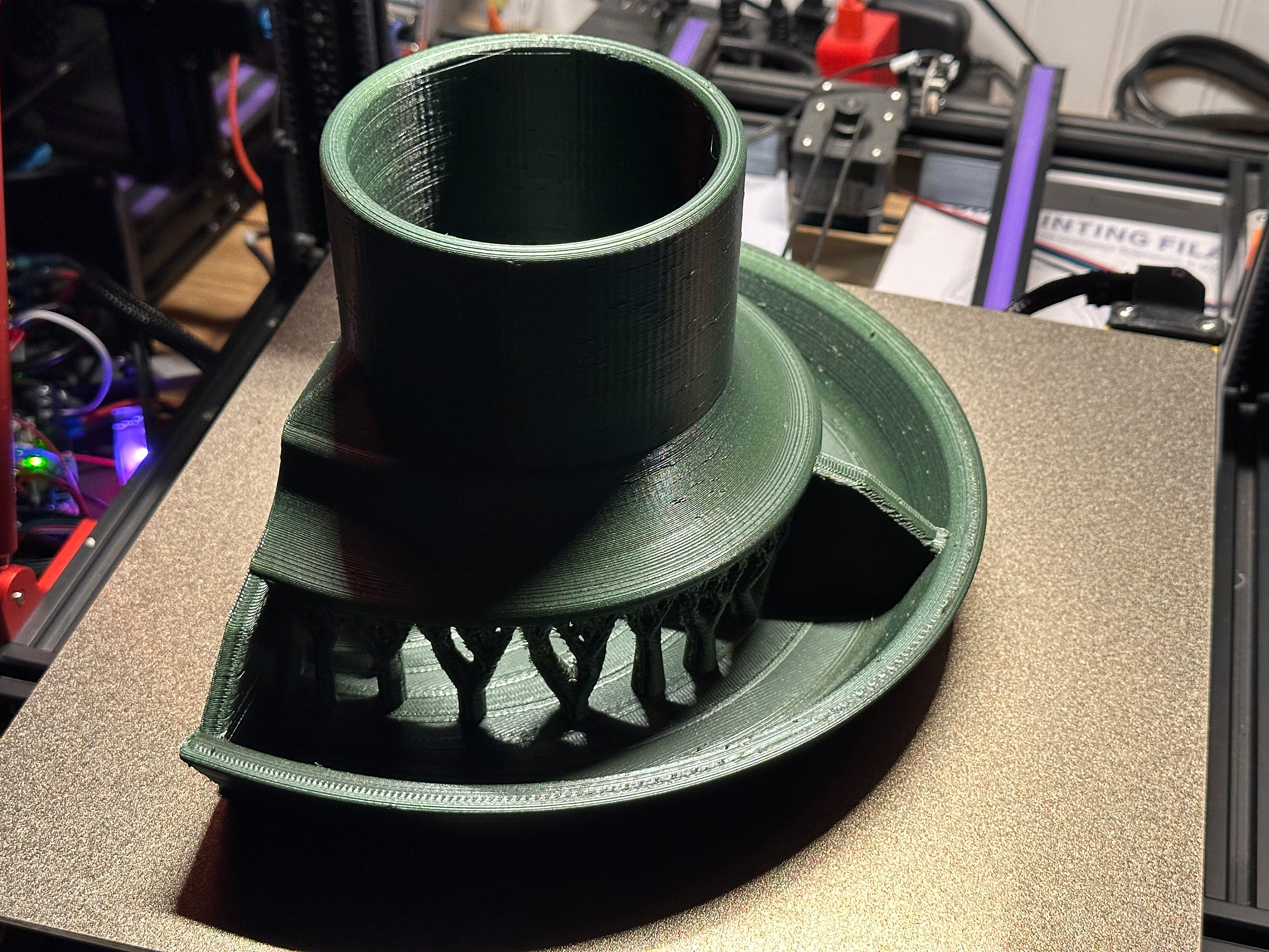 Green 3d printed chicken feed collector