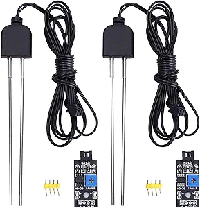 2 Sets Resistive Soil Moisture Meter, Icstation Soil Hygrometer Sensor Test Kit with Corrosion Resistant Probe, Digital Analog Signal Output for Arduino Garden Plant Care Automatic Watering System