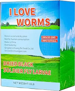 I LOVE WORMS Dried Black Soldier Fly Larvae (10lb), 100% Natural Non-GMO, Treat for Chickens, More Calcium Chicken Feed Than Mealworms