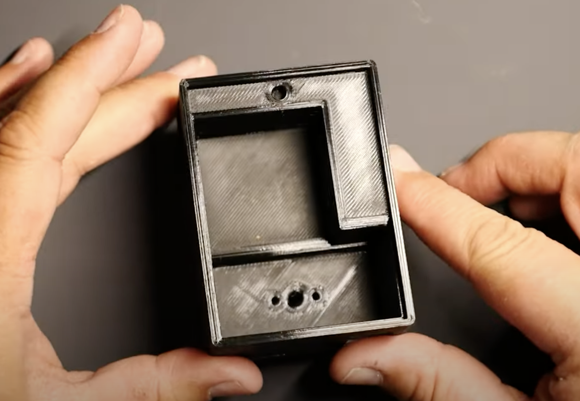 black, 3d printed enclosure for light electronics
