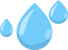Three blue raindrops