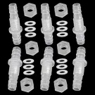 JoyTube 1/4" Hose ID barb Thru-Bulk Bulkhead Fittings Union Adapter Plastic Fittings with Stainless Steel Washers for Aquarium Water/Fuel/Air (Pack of 6)