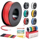 22 AWG Solid Core Wire Kit – 22 Gauge PVC Coated Copper Wires Pre-Tinned 33ft or 10m Each, 6 Colors (Black, Red, Yellow, Green, Blue, White), Hook Up Wire Kit from Plusivo