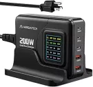 200W USB C Charger, Aergiatech Desktop 5-Port PD 100W Type C 65W PPS GaN Charger Fast Charging Station with LCD Display, Laptop Power Adapter for MacBook Pro/Air iPhone 15 Pro Max, Samsung Galaxy