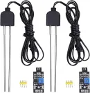 2 Sets Resistive Soil Moisture Meter, Icstation Soil Hygrometer Sensor Test Kit with Corrosion Resistant Probe, Digital Analog Signal Output for Arduino Garden Plant Care Automatic Watering System