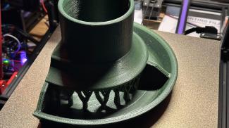 Green 3d printed chicken feed collector